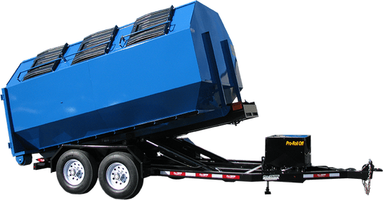 Roll Off Trailer with Blue Recycle Container