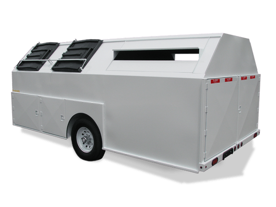 White Pro-Gravity Recycling Trailer with Cardboard Slots