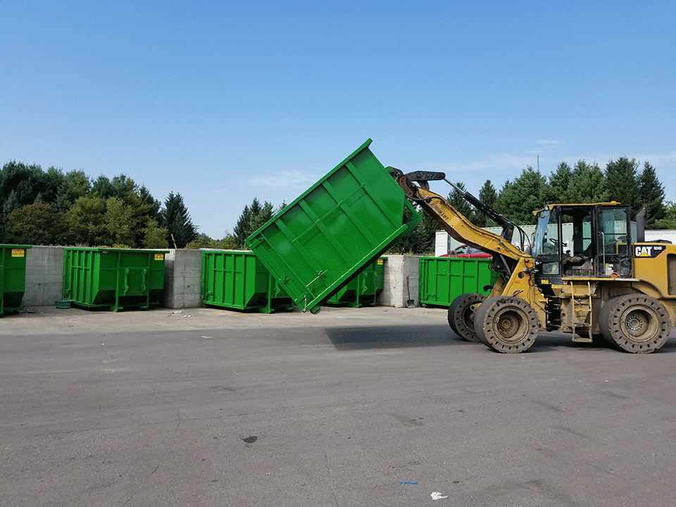 Roll Off Dumpster with Custom Loader Attachment