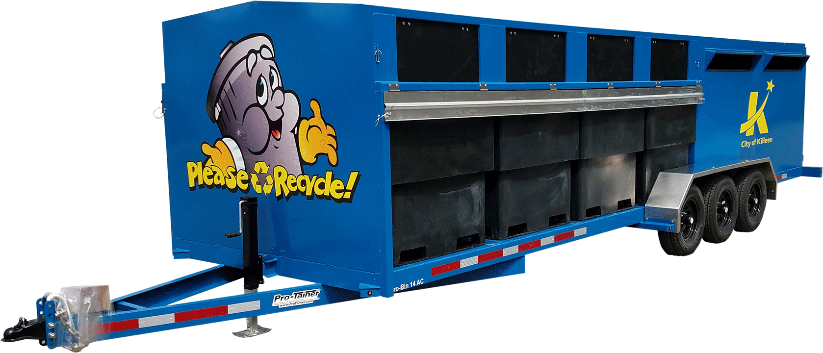 Blue Pro-Bin Recycling Trailer with Decals